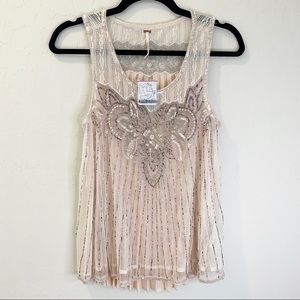 Free People Blush Beaded Tank Top NWT